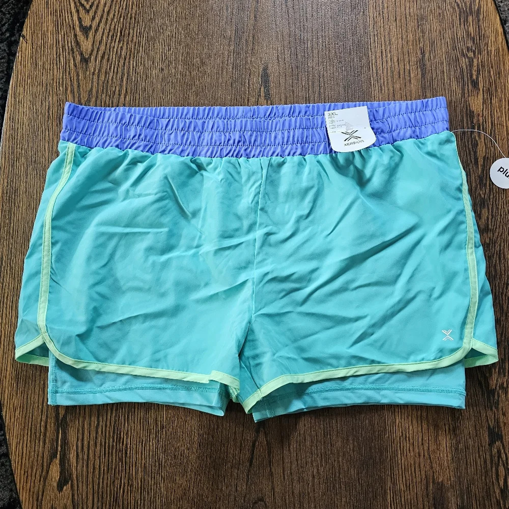 Xersion Adriatic Aqua 22½ Quick-Dri Plus Running Shorts Size Women's 3XL NEW